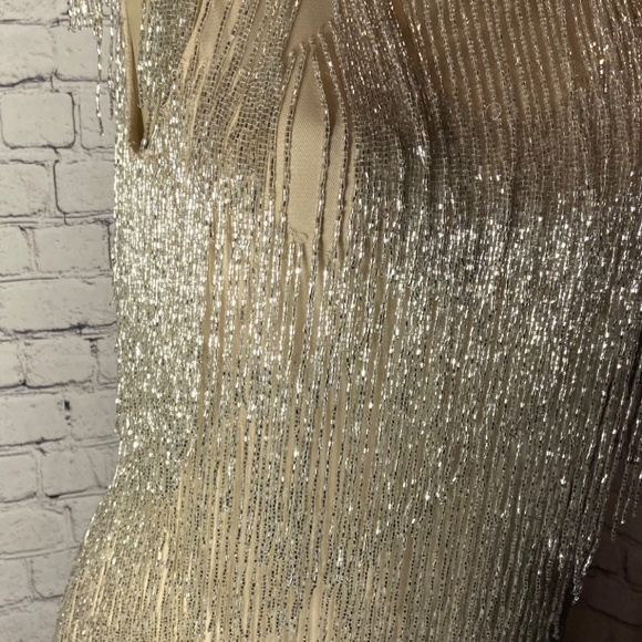 NWT Aidan Mattox Seed Bead Gold/Silver Fringe Dress, SZ 6, Fearless Era Inspired - Picture 8 of 15